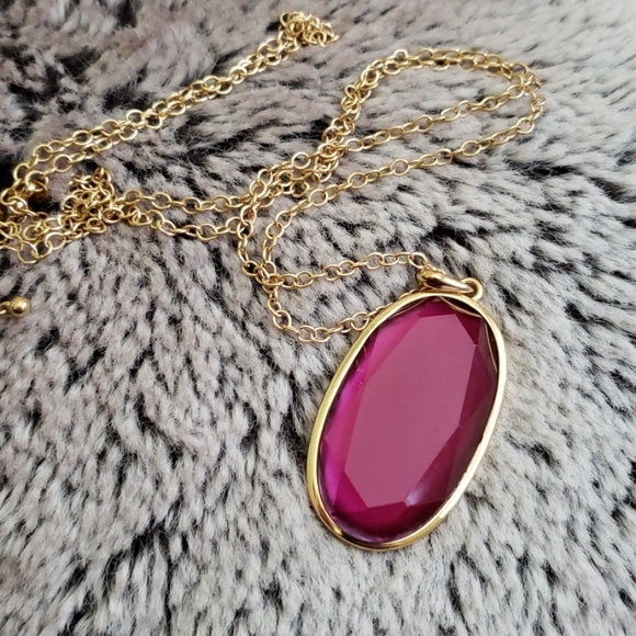 Avenue Jewelry - Avenue Long Gold and Dark Fuchsia Jewel Necklace